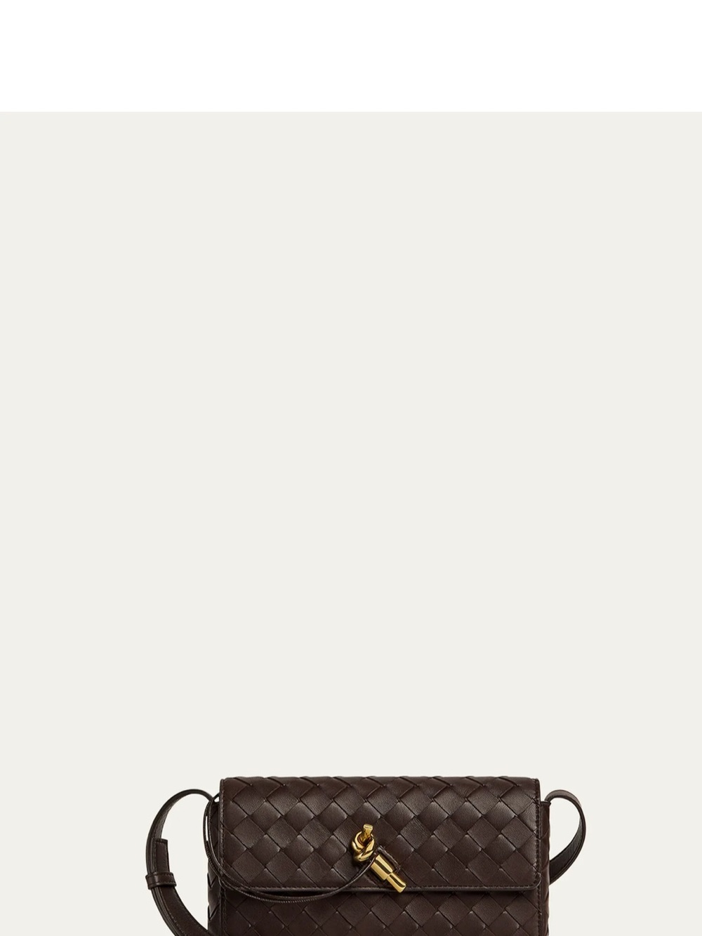 Bottega Veneta Fondant Andiamo Intrecciato Leather Crossbody with Gold Accent